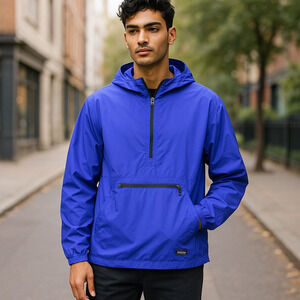 L.L. Bean VINTAGE! 90’s Men's XL Blue Anorak Windbreaker Jacket Hooded EUC